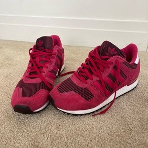 New red adidas sneakers